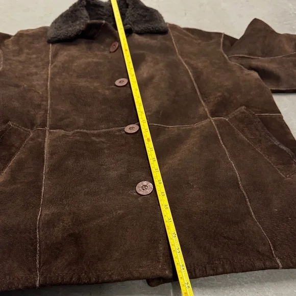Vintage Brown Suede Leather Jacket with Faux Fur Collar Women’s XS - Picture 6 of 7